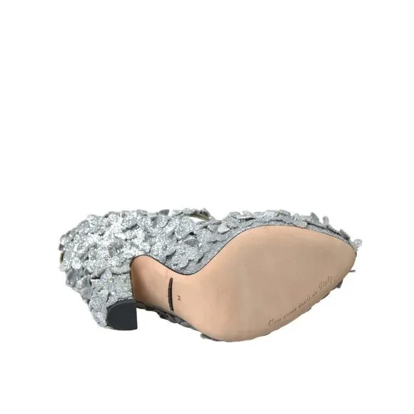 Dolce & Gabbana Silver Floral Crystal Mary Jane Pumps Shoes - Picture 6 of 9